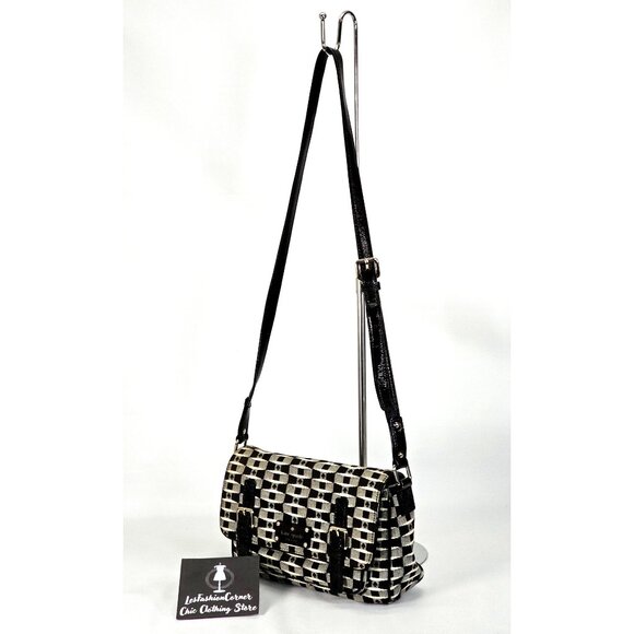 Kate Spade Women's Black White Fabric Essex Scout Purse Messenger Small 1875 - Picture 4 of 11